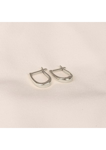 Gümüş Küpe - 925 Ayar Gümüş Oval Halka Küpe