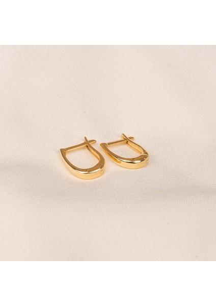 Gümüş Küpe - 925 Ayar Gümüş Oval Halka Küpe