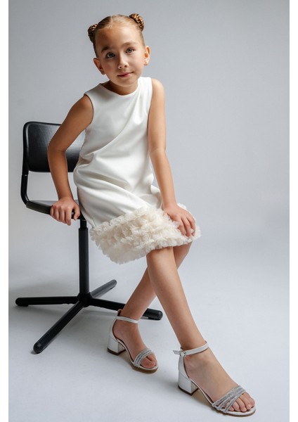 Kız Çocuk Sedef Taşlı Topuklu Abiye Ayakkabı