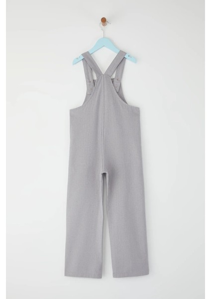 Erkek Çocuk Gri Düğmeli Keten Karışımlı Ayarlanabilir Salopet fırsatları