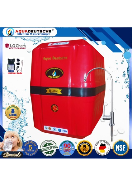 Pompalı 8 Litre Antibakteriyel Çelik Tanklı 90 Gpd Nano Membranlı Gümüş Iyon Kompozit Tatlandırıcılı Su Arıtma Cihazı fiyatları