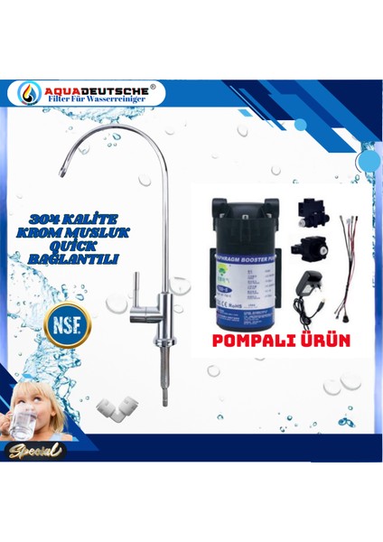 Pompalı 8 Litre Antibakteriyel Çelik Tanklı 90 Gpd Nano Membranlı Gümüş Iyon Kompozit Tatlandırıcılı Su Arıtma Cihazı modelleri