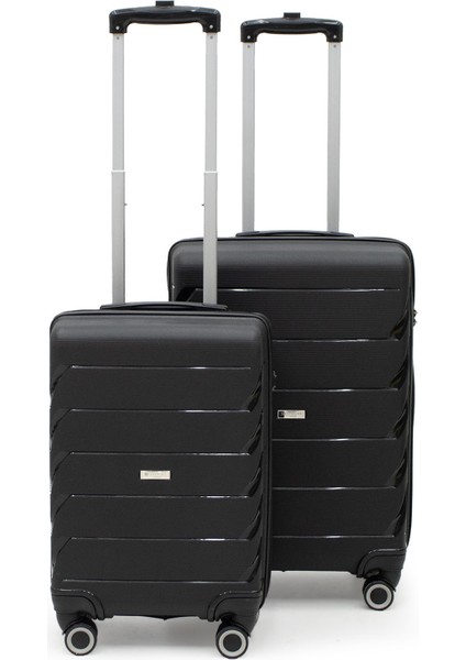 Copella Polipropilen & Kırılmaz 2'li Valiz Seti Orta & Kabin - Siyah