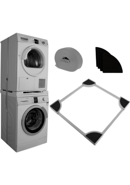 Çamaşır Makinesi Kurutma Makinesi Istifleme Birleştirme Kiti Samsung Lg , Gri - Inox