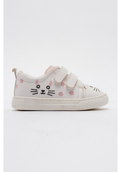 Kız Çocuk Beyaz Kedili Sneaker Ayakkabı indirimleri