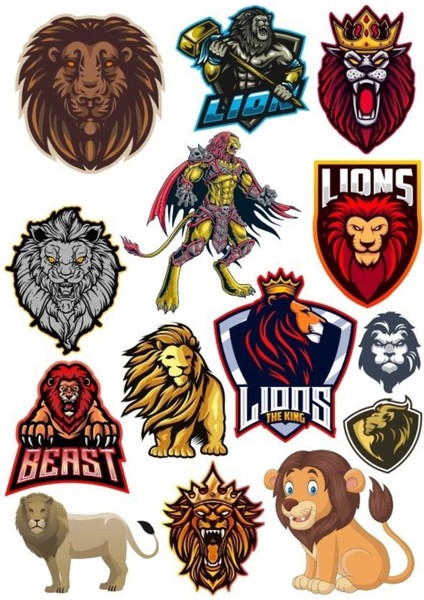 Aslan Sticker Set-12 14 Parça Telefon, Tablet, Defter, Laptop Sticker