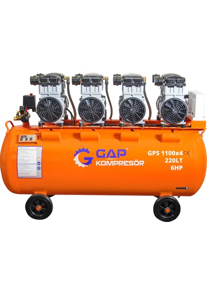 Hava Kompresörü Sessiz ve Yağsız 200LT GPS1100X4