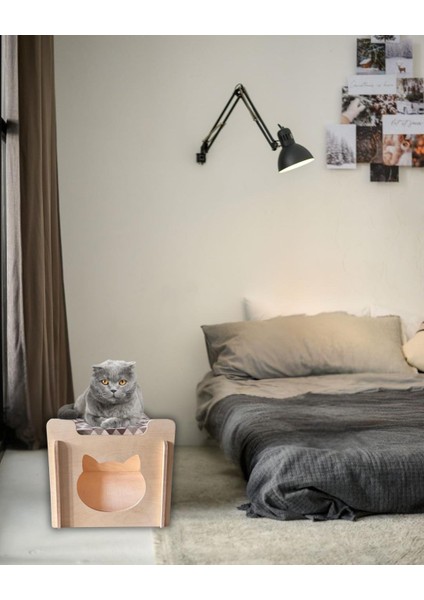 Ed Asia Kedi Evi 2 Katlı Ahşap Renk . Rahat ve Yıkanabilir Minderi Ile Beraber fırsatları