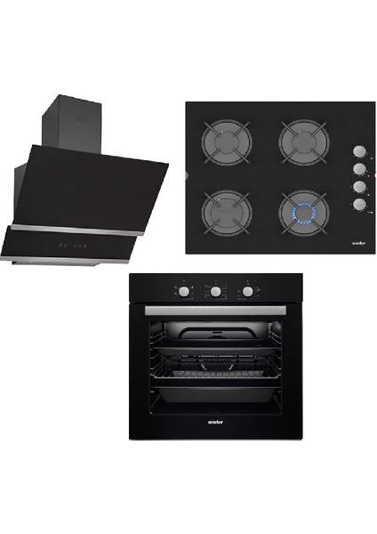 Siyah Camlı Ankastre Set 3500N- 7330 -8658