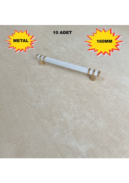 160MM Nehir Model Mobilya Mutfak Çekmece Dolap Dolabı Kulpu Kulbu Kulplar 10 Adet Beyaz Gold