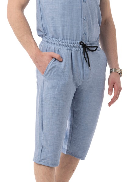 Erkek Mekanik Keten Gömlekli Diz Altı Kapri Takım indirimleri