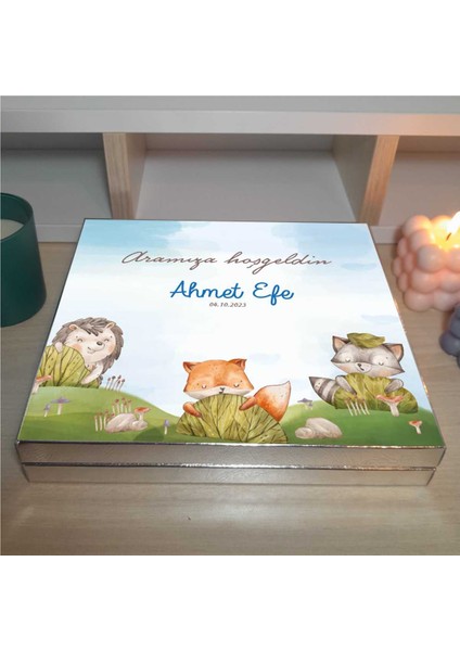 Erkek Bebek Doğum Çikolatası Gümüş Kutuda 48 Adet
