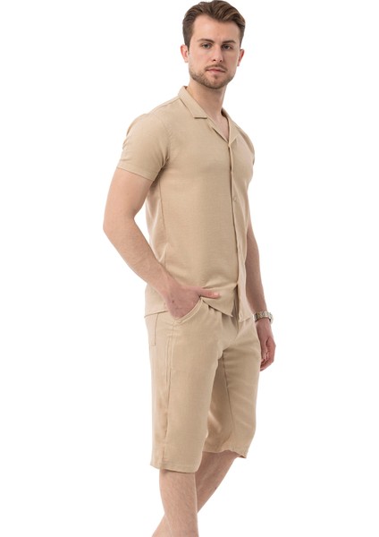 Erkek Mekanik Keten Gömlekli Diz Altı Kapri Takım fiyatları