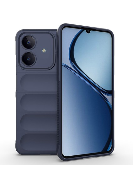 Realme Note 60 Kılıf Esnek Tpu Oyuklu Arka Yüzey Tasarımlı Tkgn Etnik Silikon Kapak - Lacivert