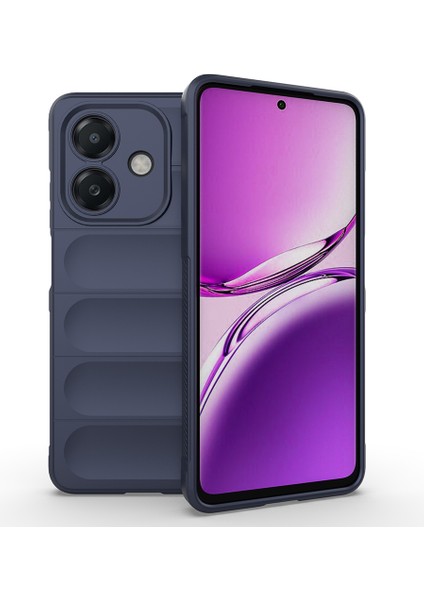 Oppo A3 Kılıf Esnek Tpu Oyuklu Arka Yüzey Tasarımlı Tkgn Etnik Silikon Kapak - Lacivert