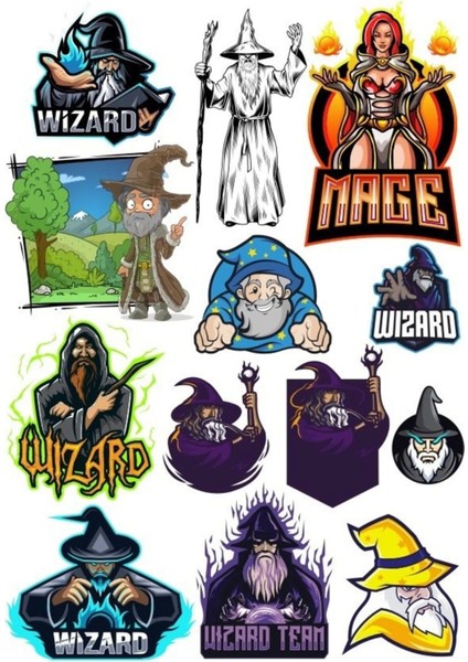 Büyücü Mage Sticker Set 13 Parça Telefon, Tablet, Defter, Laptop Sticker