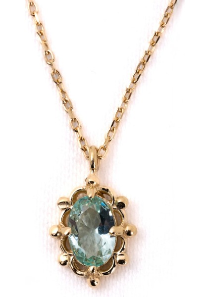 Gümüş Kolye - Vintage Tasarım Green Topaz (Su Yeşili) Taşlı 925 Ayar Gümüş Kolye modelleri