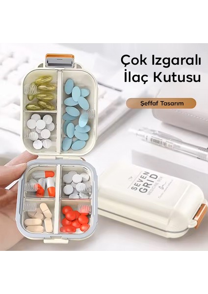 Taşınabilir Seyahat Ilaç Kutusu 7 Gün Bölmeli Büyük Medikal Kutusu