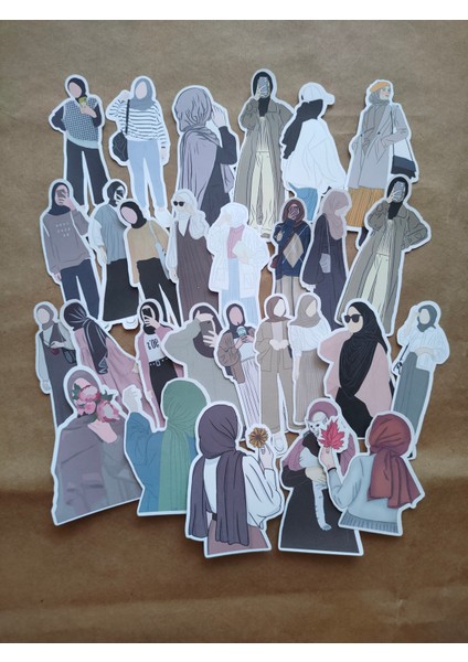 Hijab Kızlar Tekli Sticker Etiket Seti 02 Ajanda Planlayıcı Bullet Journal Scrapbooking Için Uygundur