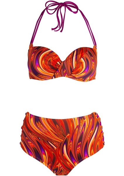 5625 Turuncu Desenli Yüksek Bel Bikini Takımı indirimleri