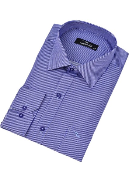 Erkek Çizgili Klasik Tek Cepli Uzun Kol Gömlek BGL-ST04553 modelleri