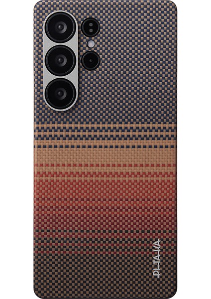 Galaxy S25 Ultra Kılıf M-Safe Uyumlu Aramid Fiber Pitaka Tactile Woven Serisi Kapak Kahverengi