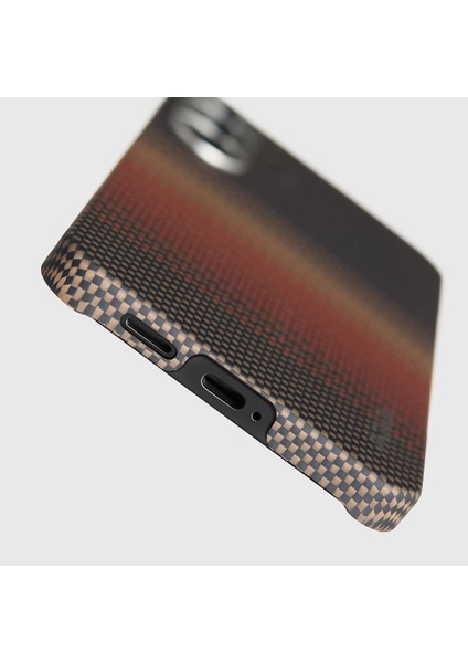 Galaxy S25 Ultra Kılıf M-Safe Uyumlu Aramid Fiber Pitaka Tactile Woven Serisi Kapak Kahverengi modelleri