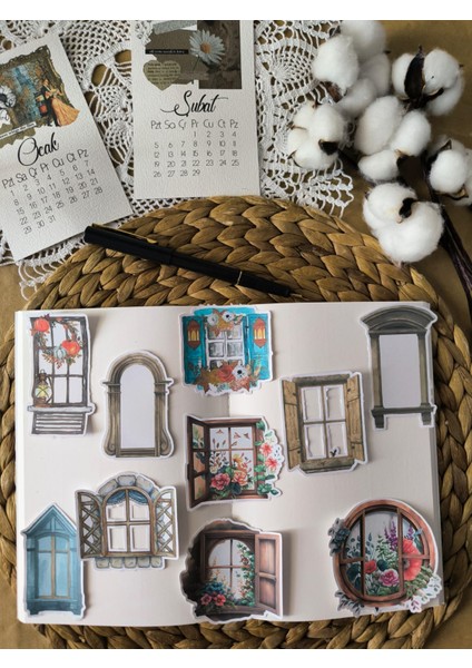 Renkli Pencere Tekli Etiket Seti 01 Ajanda Planlayıcı Bullet Journal Scrapbooking Için Uygundur