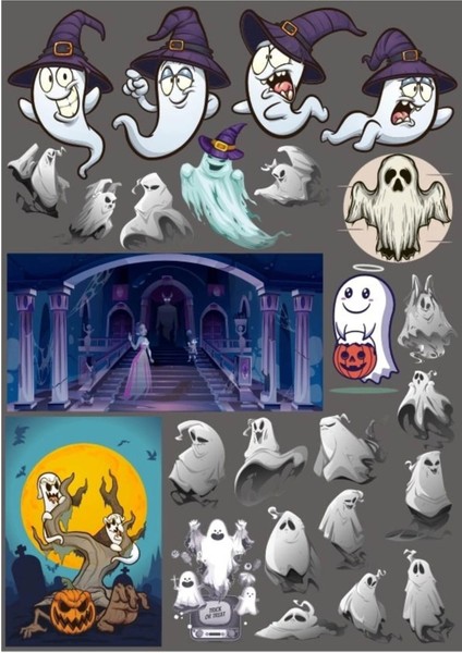 Sevimli Hayalet Sticker Set 28 Parça Telefon, Tablet, Defter, Laptop Sticker