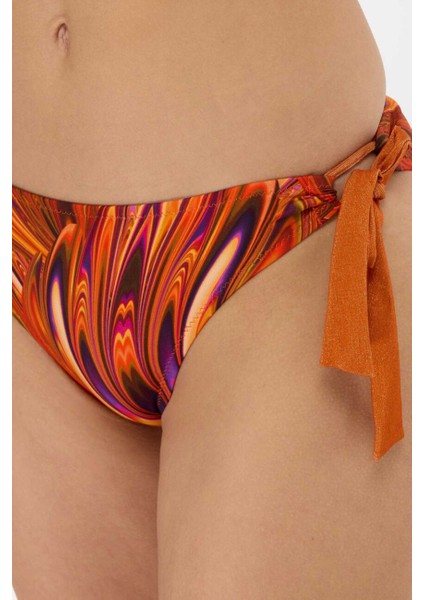 5626 Turuncu Desenli Bikini Takımı
