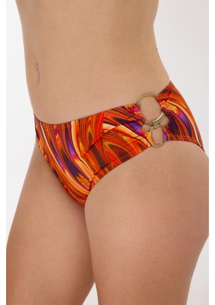 5627 Turuncu Desenli Bikini Takımı