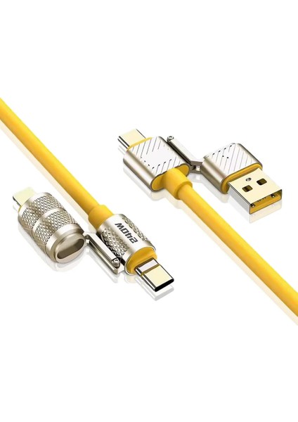 240W 4 In 1 USB C - Lightning Pd Quickcharge 1,5 mt Telefon Tablet Notebook Silikon Metal Hızlı Şarj Kablosu CDG-CNV88