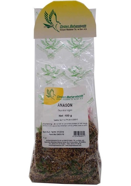 Anason Tohumu Doğal Tane 100 gr Paket
