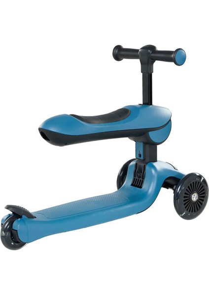 3 Tekerlekli Katlanabilir Oturaklı Mavi Scooter