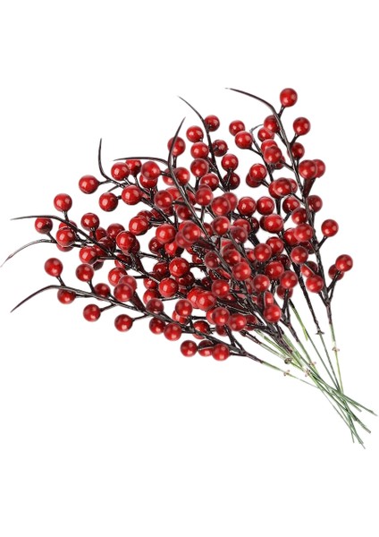 20 Adet Yapay Kırmızı Meyveler Sahte Çiçekler Meyve Berry Kaynaklanıyor El Sanatları Çiçek Buketi Düğün Için Yılbaşı Ağacı Dekorasyon (Yurt Dışından)
