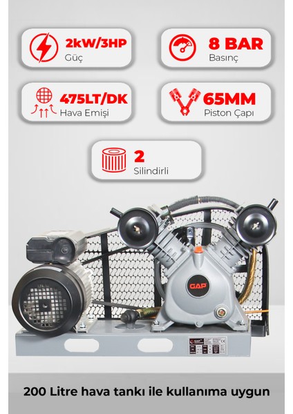 Çift Piston Kafa Grubu 3hp 8 Bar G2065B