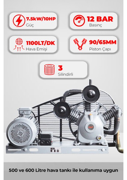 Üç Piston Kafa Grubu 10HP 12BAR GK600B