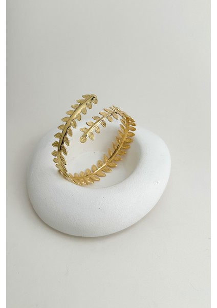 Altın Rengi Sıralı Yaprak Detaylı Kol Aksesuarı (Çapı:9cm) fiyatları
