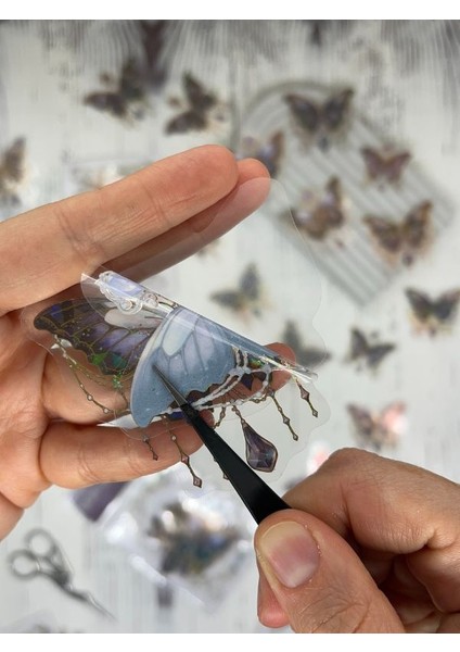 Nıght Elf Butterfly Işıl Işıl Siyah Kelebekler Şeffaf Pet Sticker Set/çıkartma/su Geçirmez/altın Yaldızlı/bullet Journal modelleri
