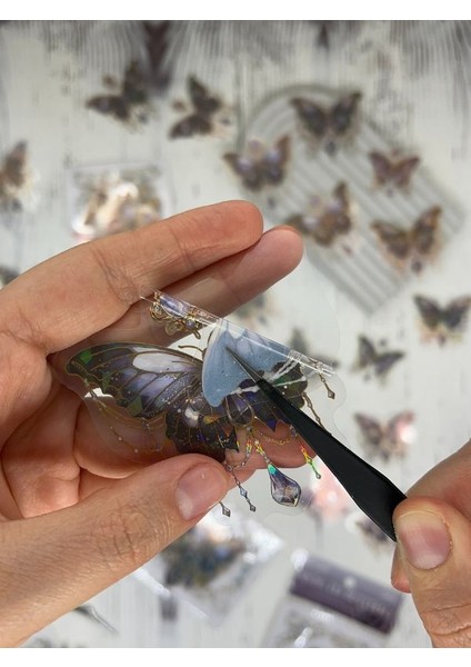 Nıght Elf Butterfly Işıl Işıl Siyah Kelebekler Şeffaf Pet Sticker Set/çıkartma/su Geçirmez/altın Yaldızlı/bullet Journal