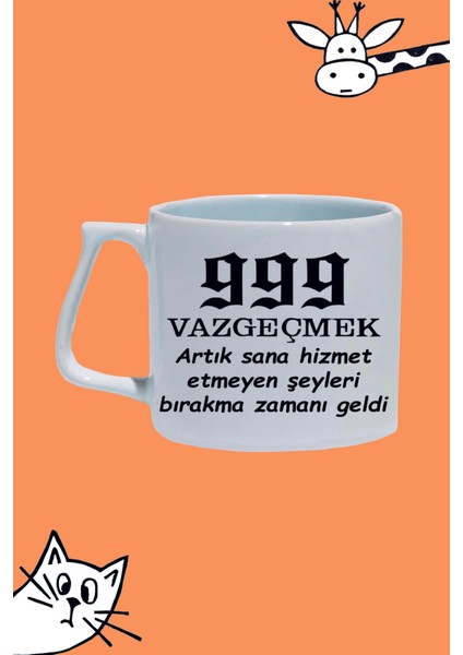 999 Melek Sayısı Vazgeçmek Tasarım Baskılı Beyaz Lüks Sap Kupa Bardak