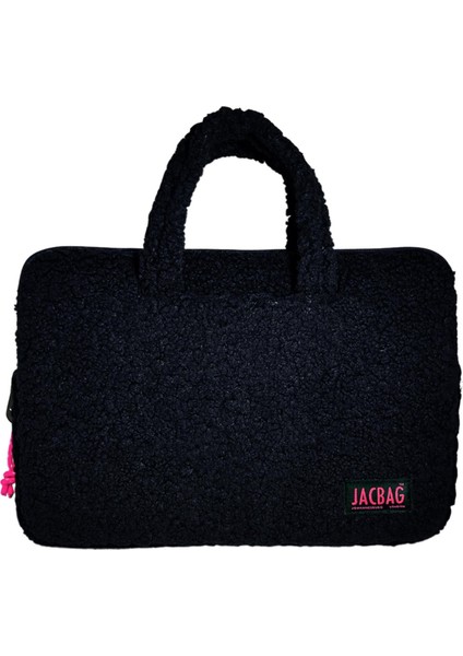 Teddy Peluş Siyah/pembe Kız Çocuk Notebook Laptop ve Evrak Çantası