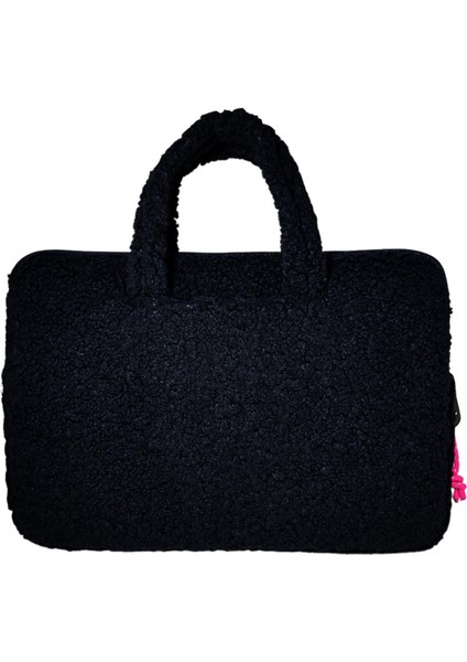 Teddy Peluş Siyah/pembe Kız Çocuk Notebook Laptop ve Evrak Çantası