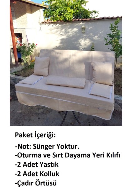 Süngersiz 2 Kişilik Salıncak Minder Seti (Pamuklu Kumaş)-Bej