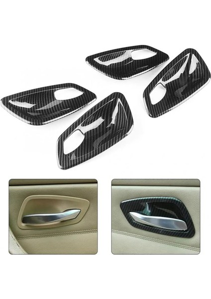 Araba Karbon Fiber Doku Iç Kapı Kolu Kase Trim Kapağı Bmw E90 3 Serisi 2005-2012 (Yurt Dışından)