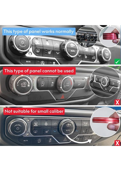 Iklim Ses Düğmeleri Halka Klima Far Anahtarı Trim Kapağı Jeep Wrangler Jl Gladiator Jt 2018-2021, Kırmızı (Yurt Dışından)