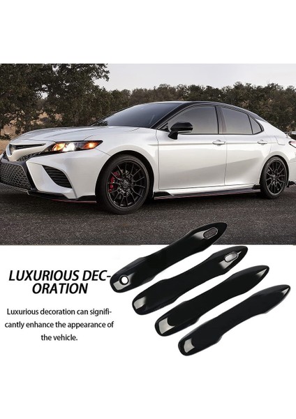 Yan Kapı Ayna Kapakları + Kapı Kolu Kapakları Toyota Camry 2018 Için Değiştirin 2019 2020 2021 2022 2023 Aksesuarları (Siyah) (Yurt Dışından)