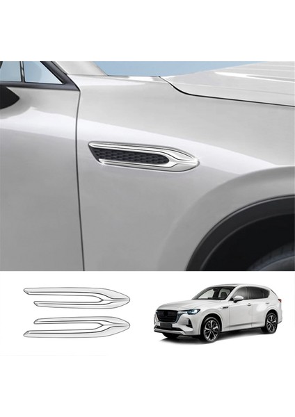 Araba Gümüş Yan Kanat Amblem Kapak Trim Çıkartmalar Araba Dış Şekillendirici Yan Kanat Çamurluk Için Mazda Cx-60 2022+ Rhd (Yurt Dışından)