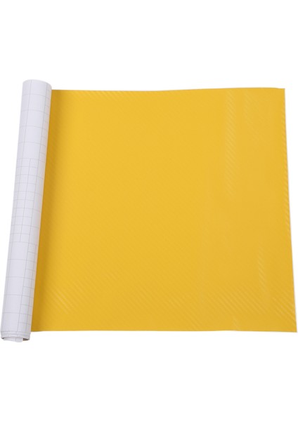 Dıy 30X127 3D Karbon Fiber Çıkartması Vinil Streç Film Rulo Yapışkanlı Araba Etiket Sayfası Sarı (Yurt Dışından)