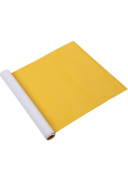 Dıy 30X127 3D Karbon Fiber Çıkartması Vinil Streç Film Rulo Yapışkanlı Araba Etiket Sayfası Sarı (Yurt Dışından)